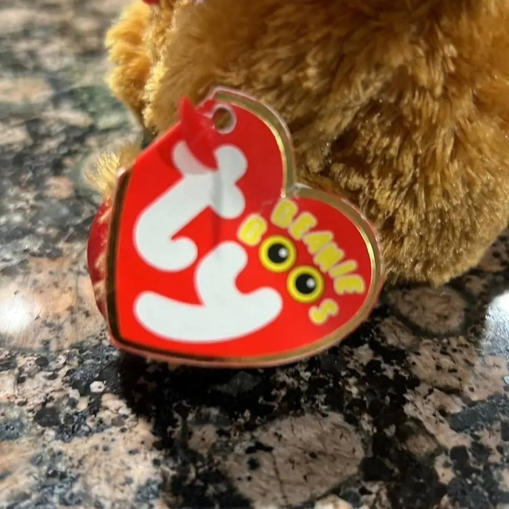 TY Silk Beanie Boos Retired Holiday Bella 2017 Plush Brown Bear Candy Can NWT